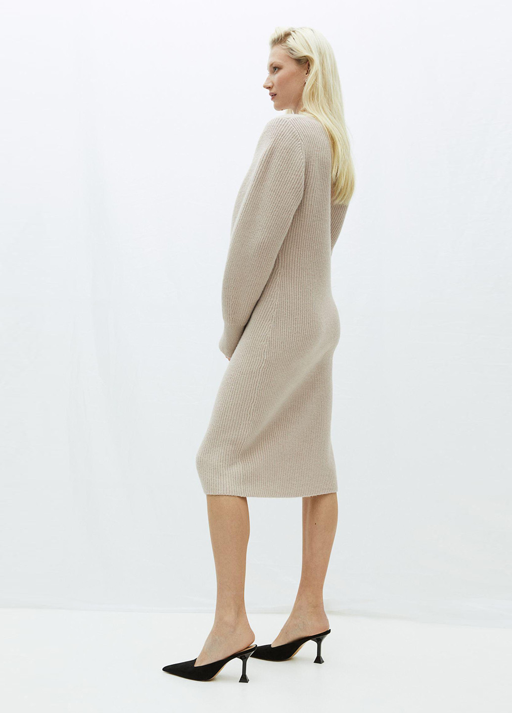 Сіро-бежева кежуал сукня сукня светр H&M однотонна