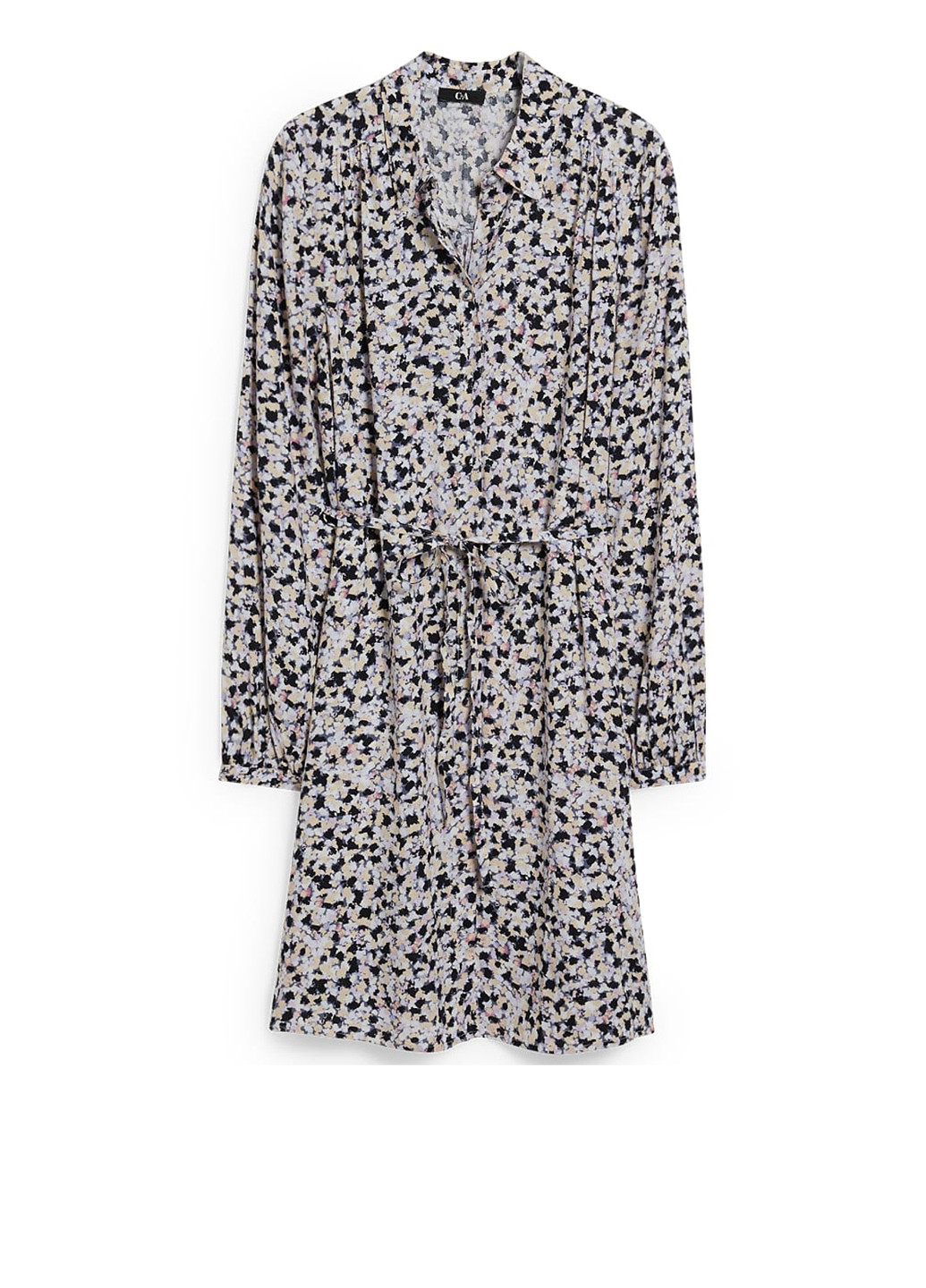 Чорна кежуал сукня кльош, сукня-сорочка C&A з квітковим принтом