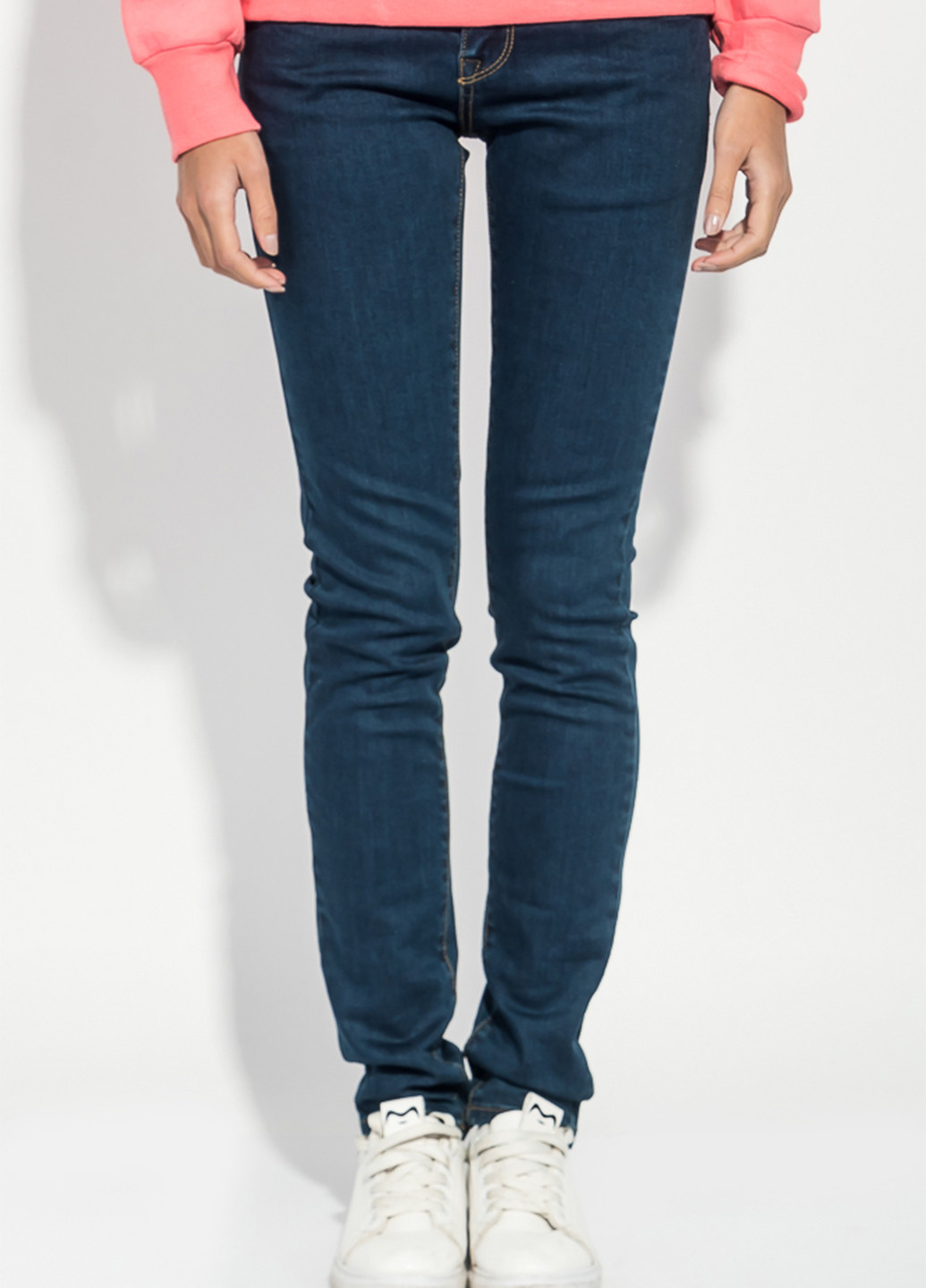 Темно-синие демисезонные слим джинсы Time of Style