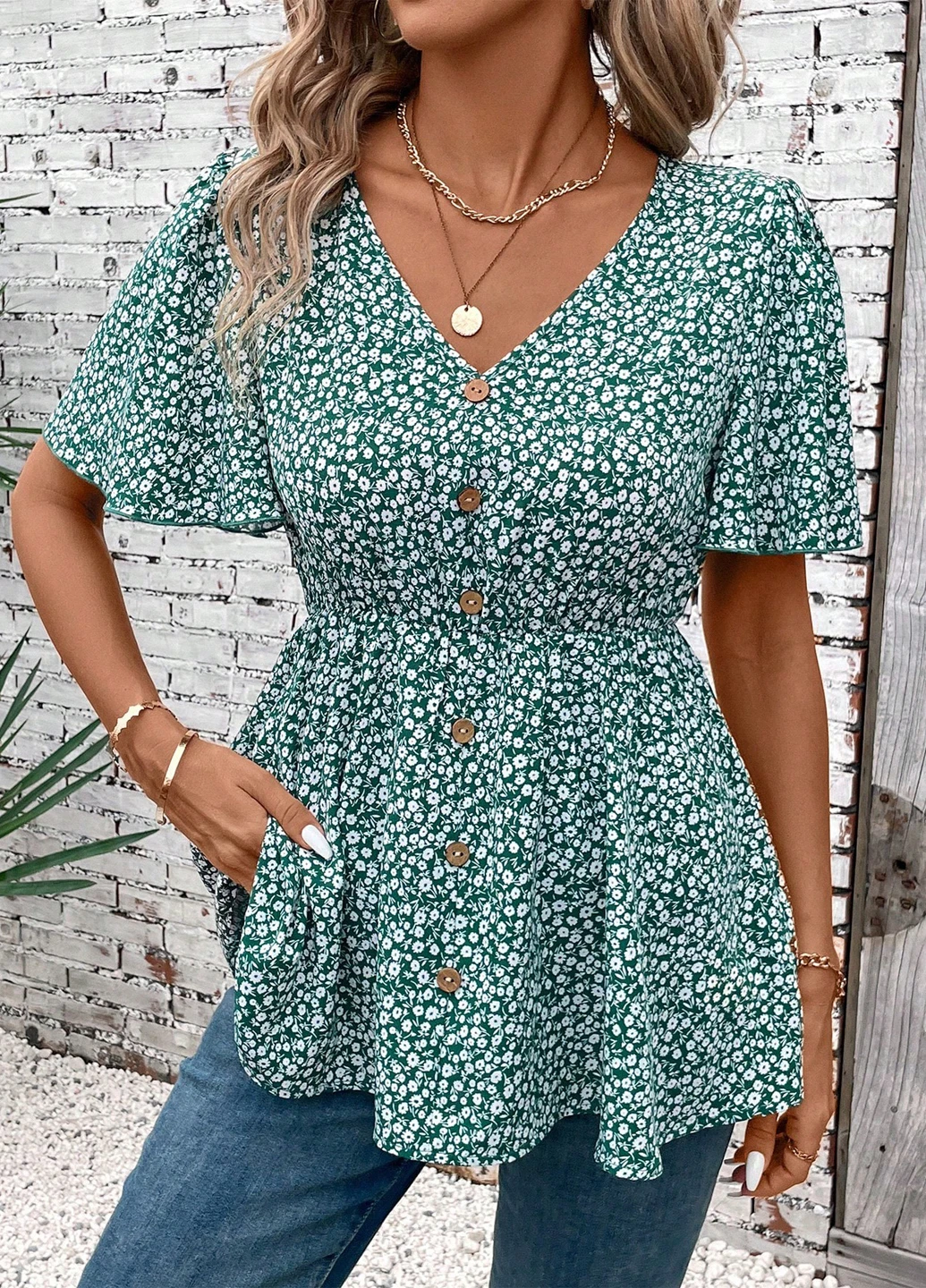 Зелёная блуза SHEIN