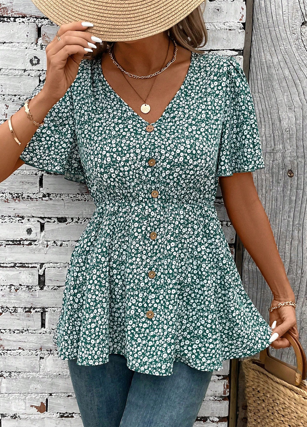 Зелёная блуза SHEIN