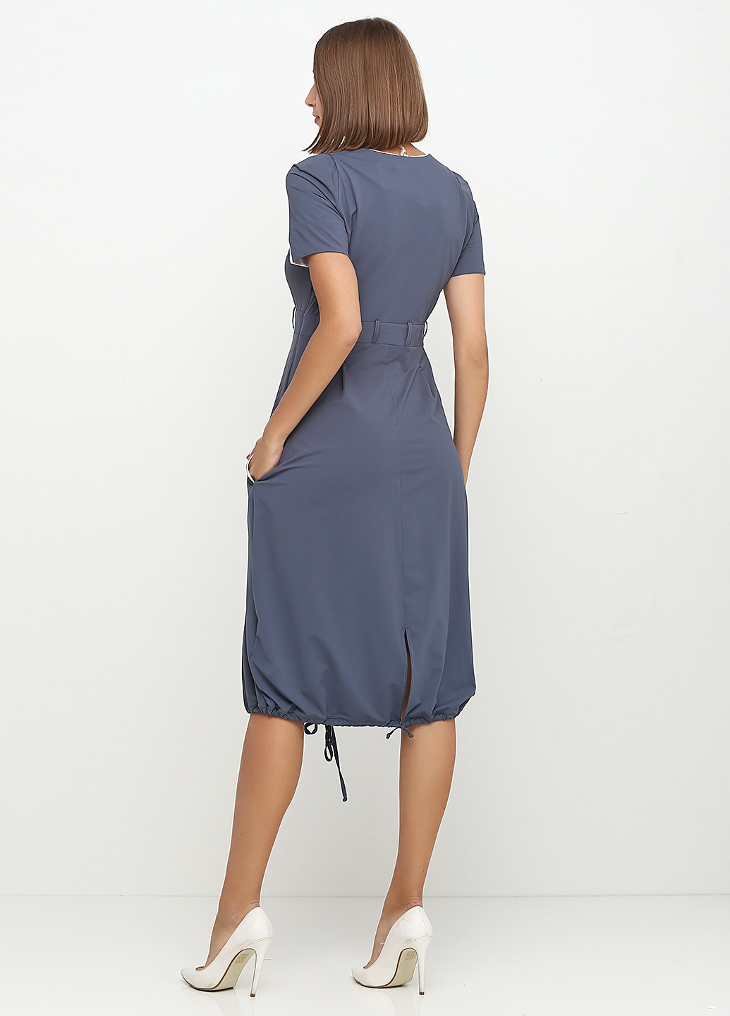 Серо-синее кэжуал платье Oblique однотонное