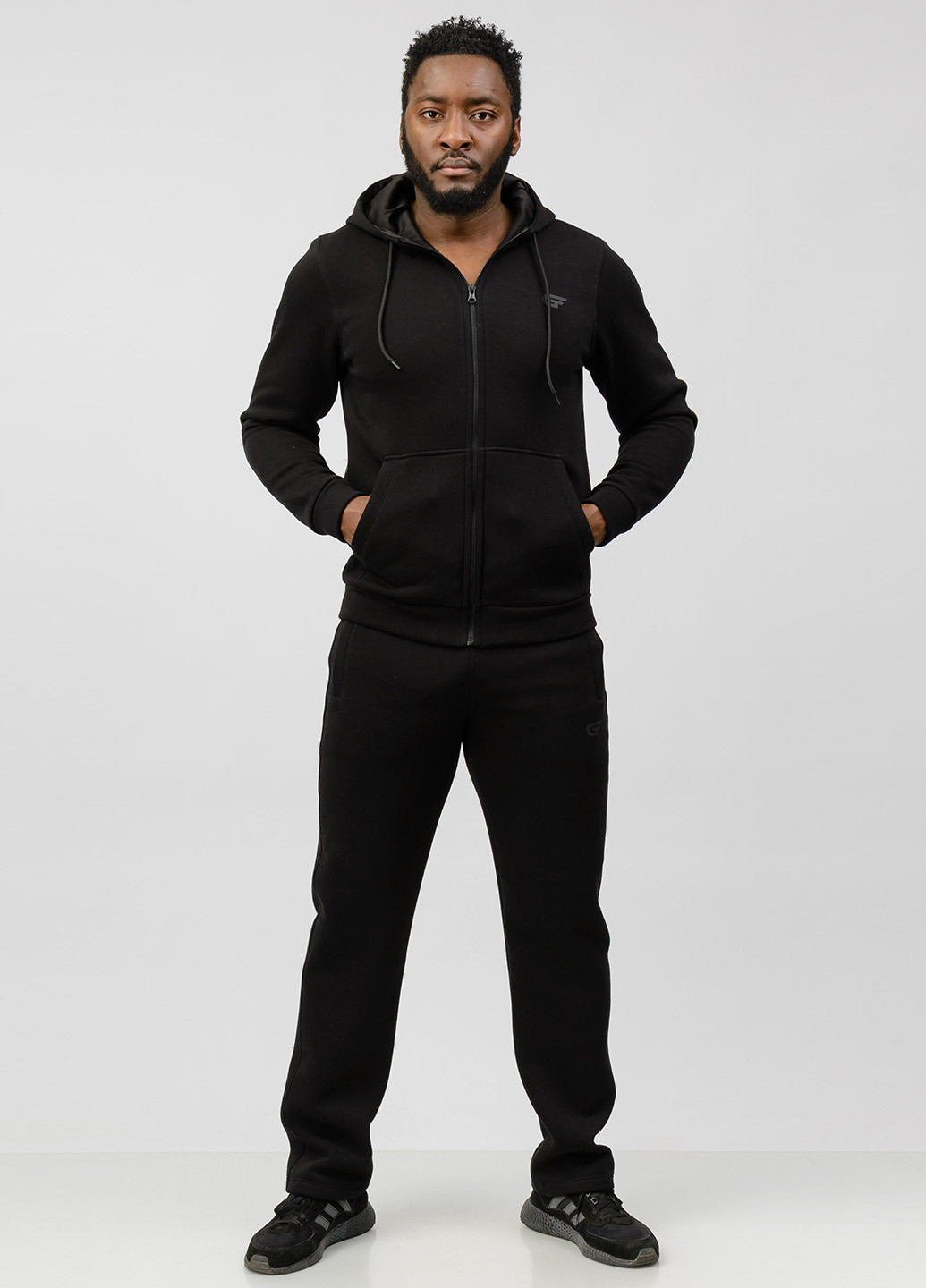 Чорний демісезонний костюм (толстовка, штани) брючний GF SPORT