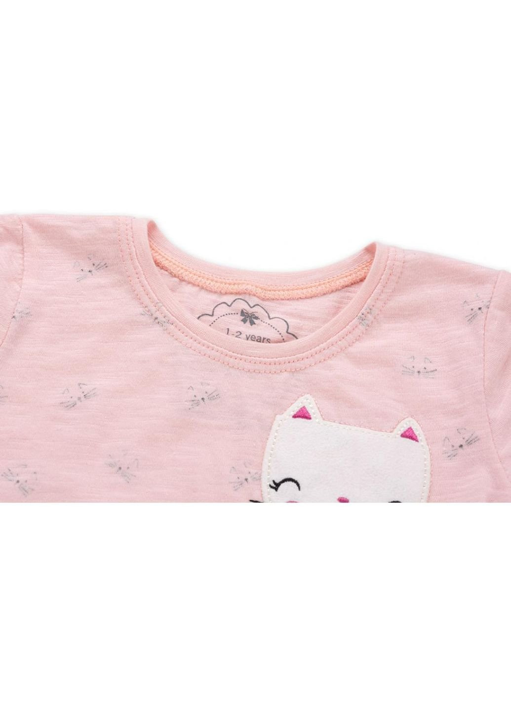 Персиковая демисезонная футболка детская "love is cat" (5754-104g-peach) Haknur