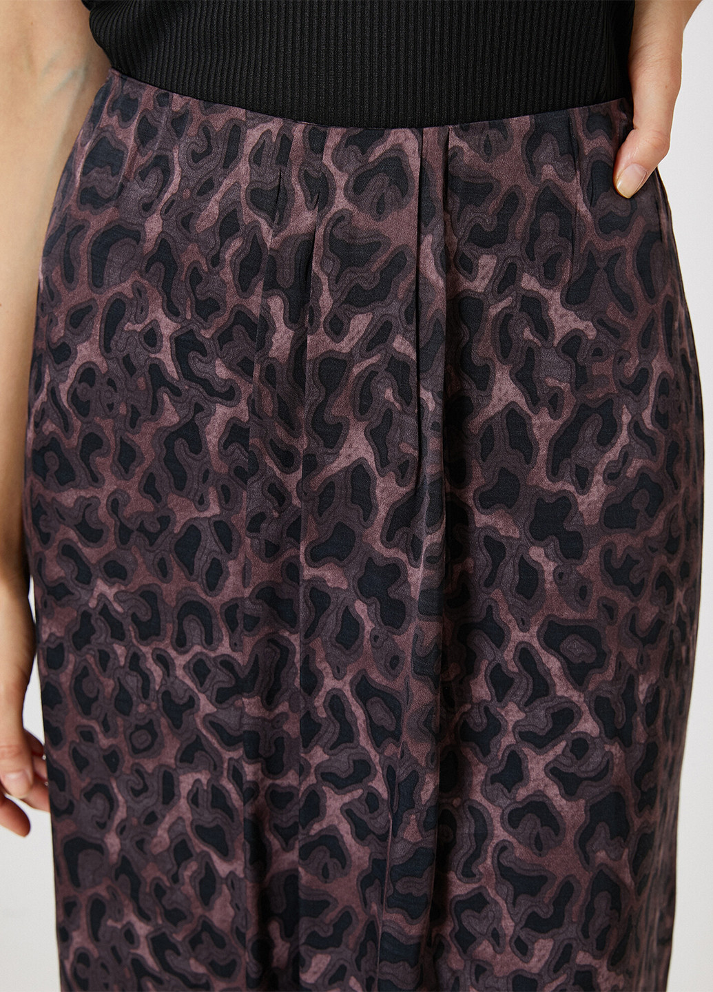 Разноцветная кэжуал леопардовая юбка KOTON клешированная