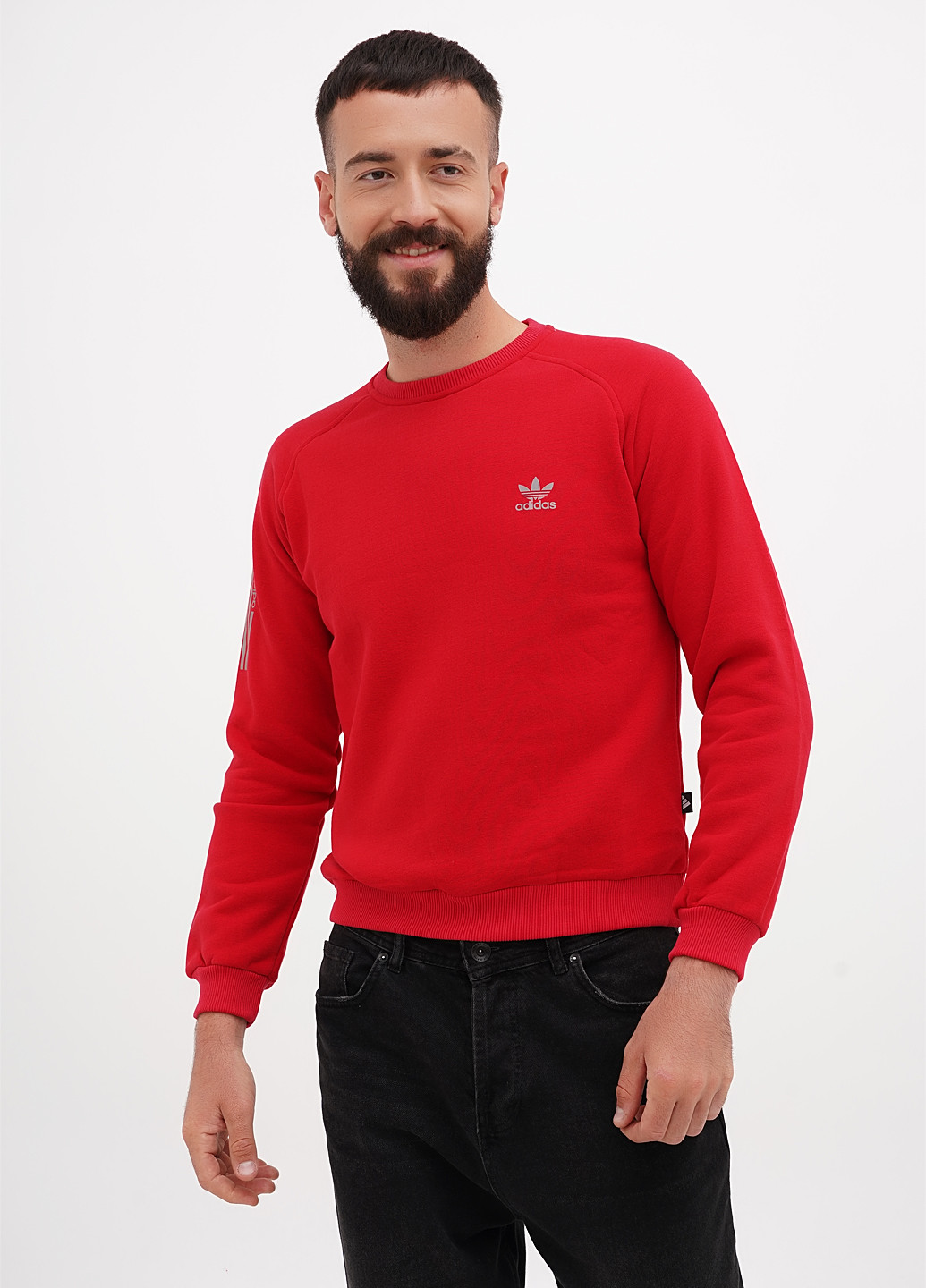 Красный свитшот однотонный светоотражающие детали (305003764)