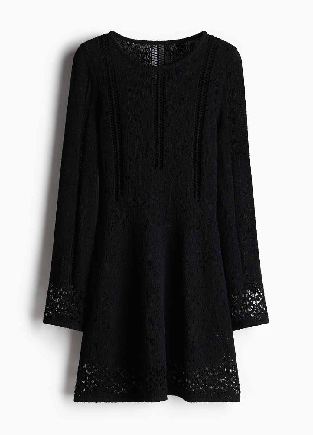 Черное кэжуал платье а-силуэт H&M однотонное