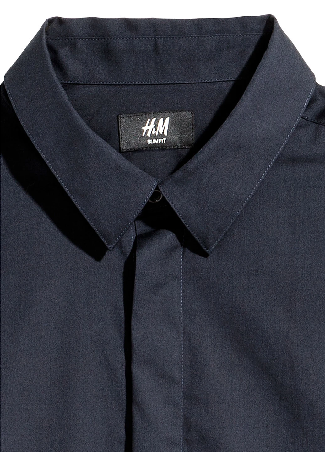 Темно-синяя кэжуал рубашка однотонная H&M