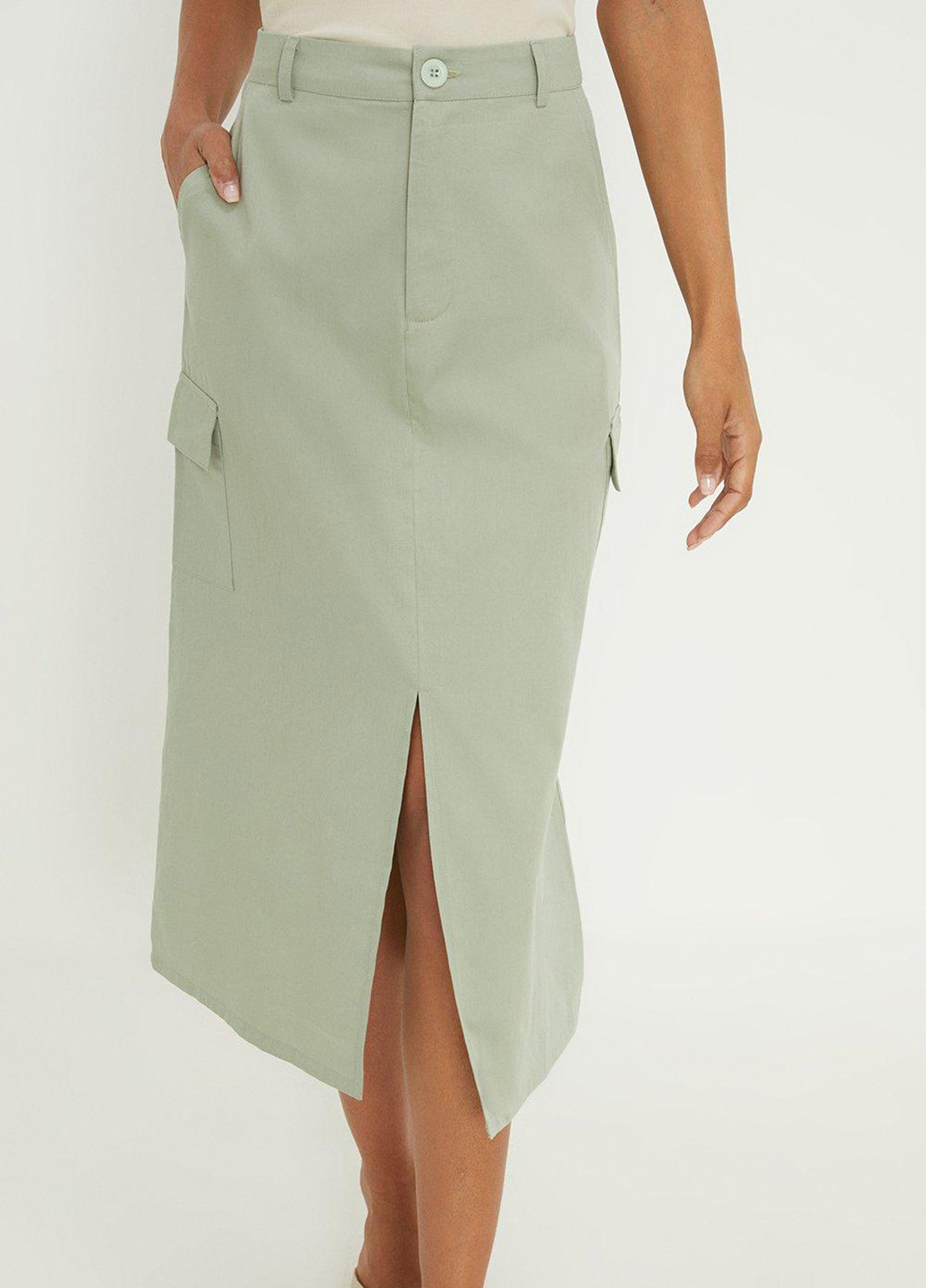 Фисташковая кэжуал однотонная юбка Dorothy Perkins карго