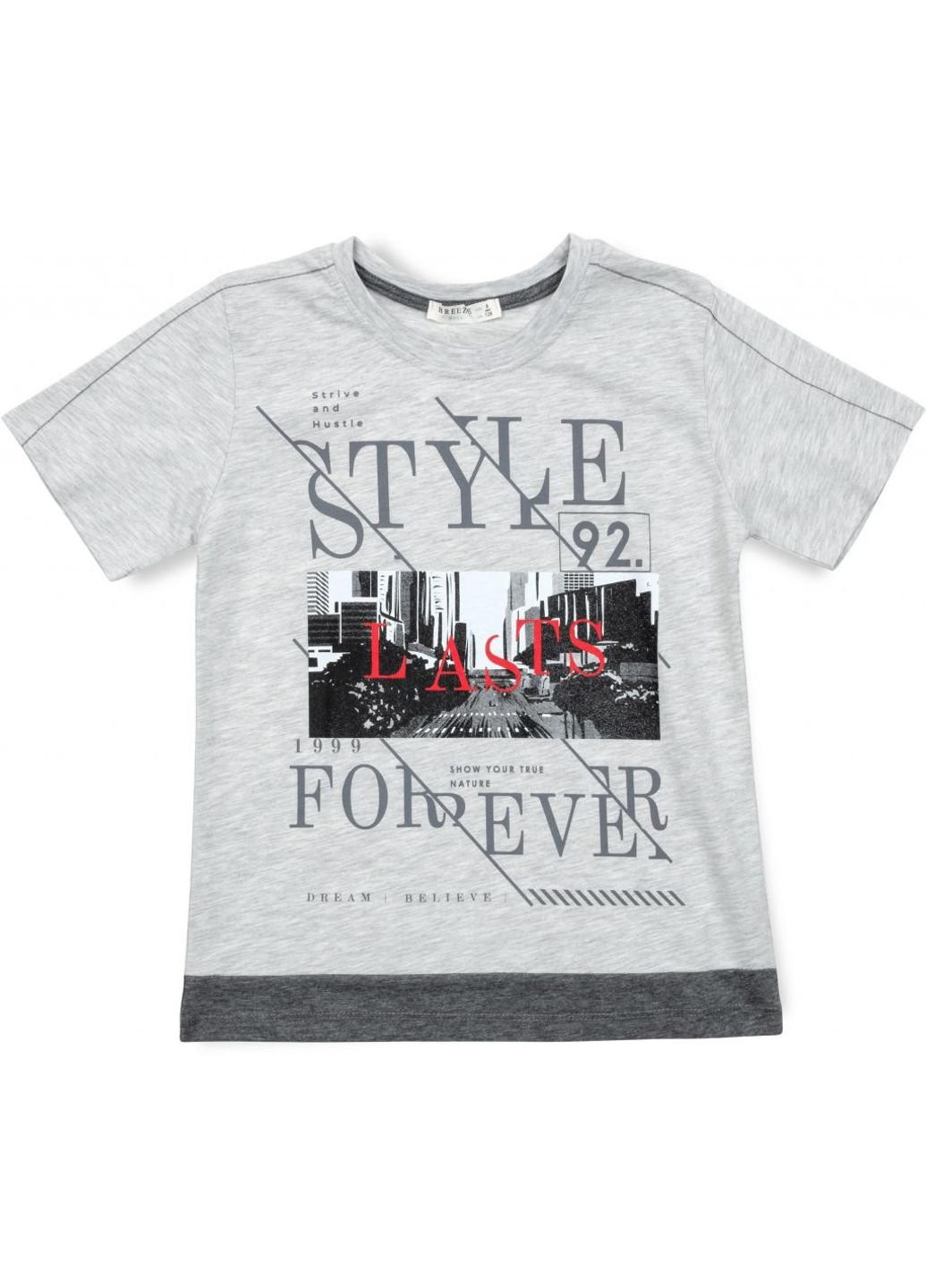 Серая демисезонная футболка детская "style forever" (14535-128b-gray) Breeze