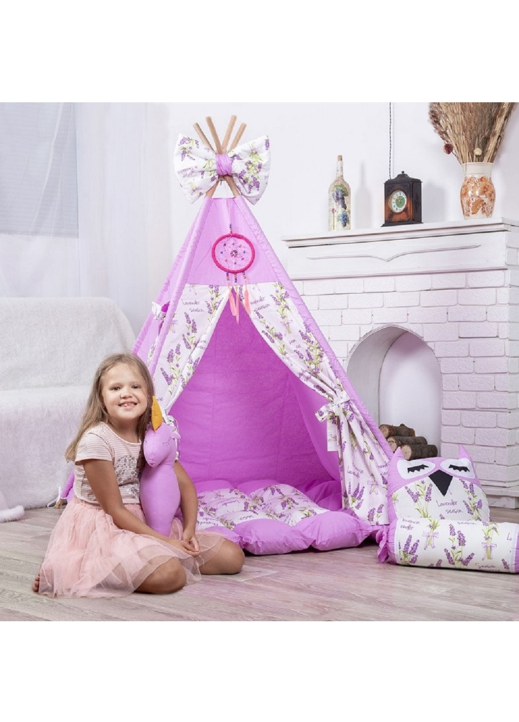 Детская игровая палатка вигвам домик для детей с ковриком и подушками 100х100 см (22544-Нов) Лиловый Francesco Marconi (252506900)