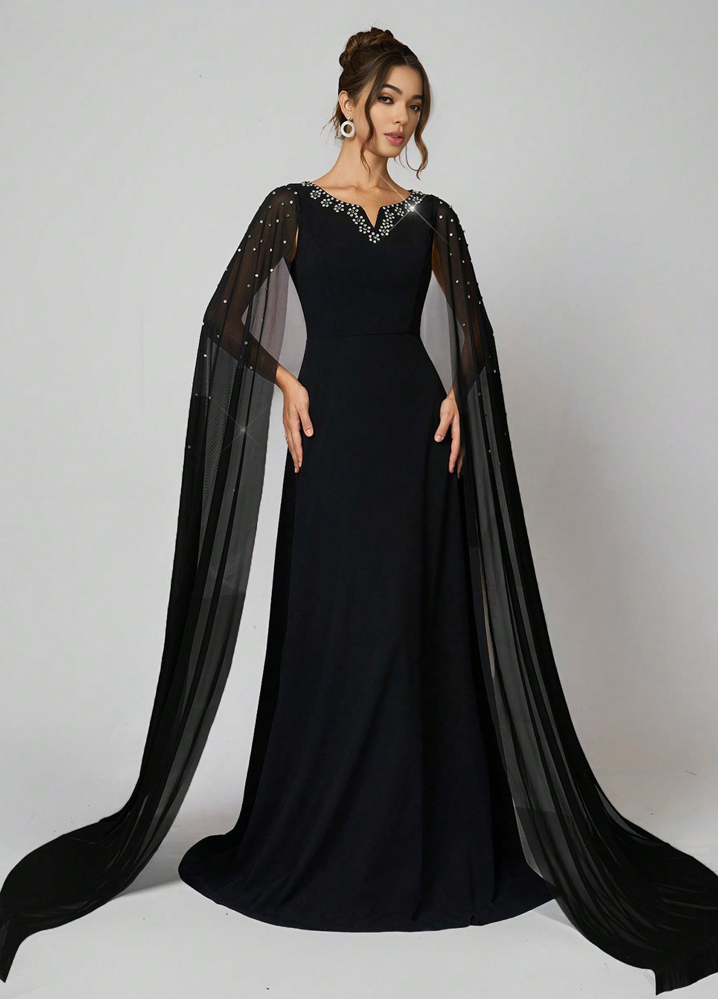 Чорна вечірня сукня SHEIN однотонна