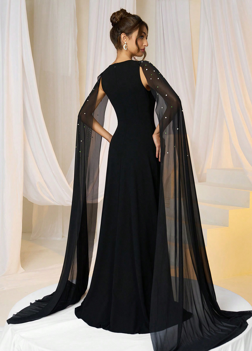 Чорна вечірня сукня SHEIN однотонна