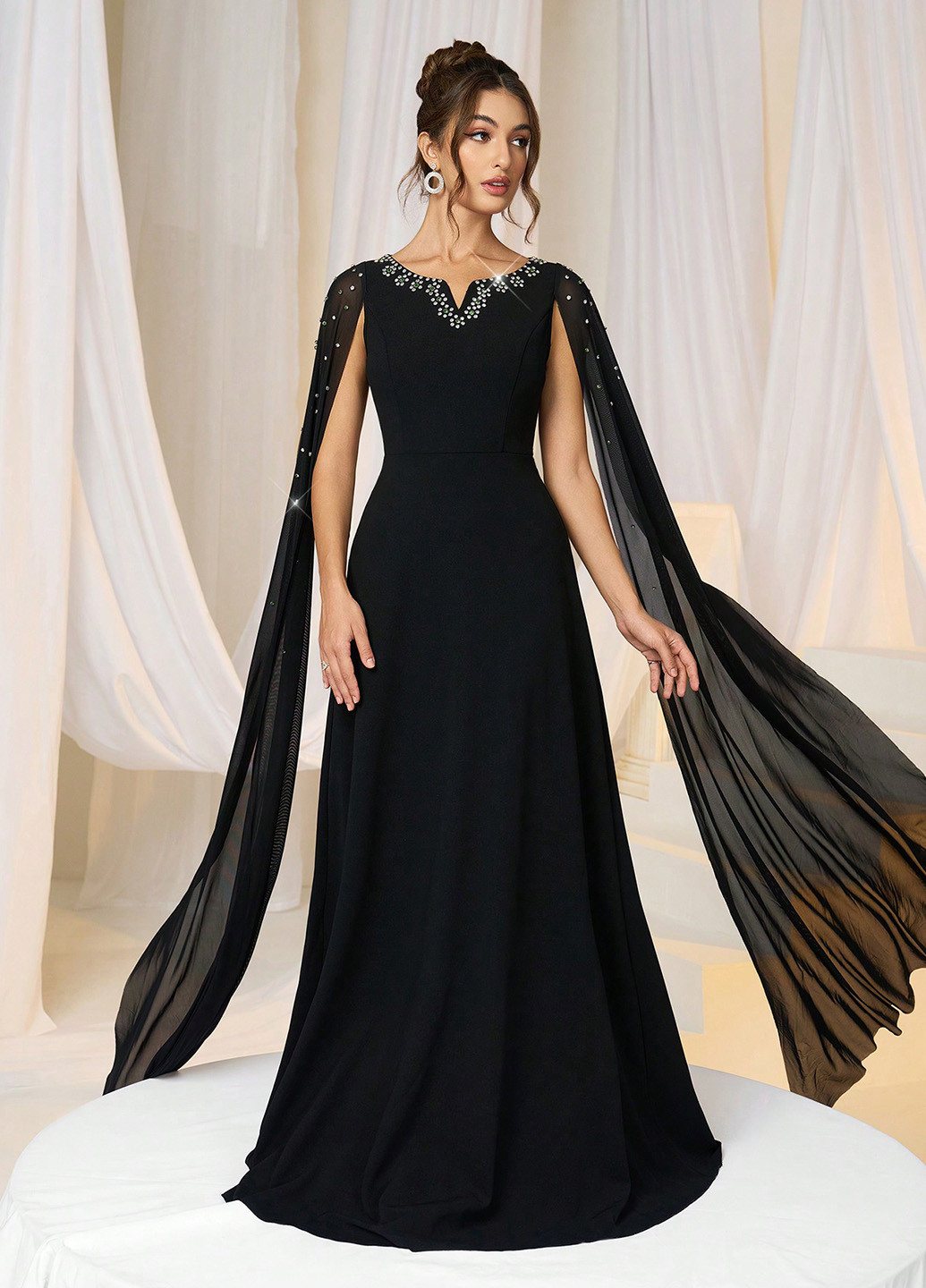 Чорна вечірня сукня SHEIN однотонна