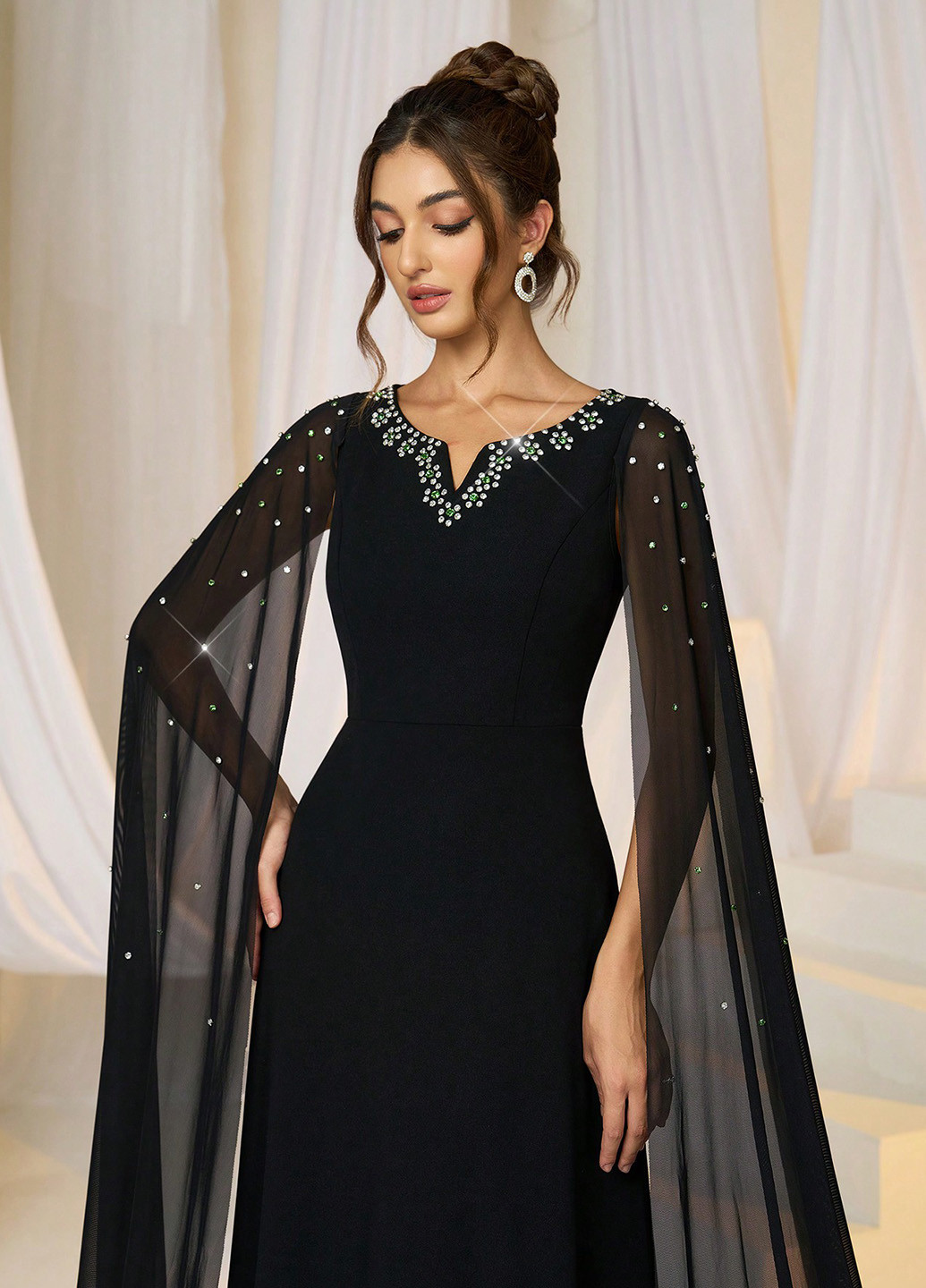 Чорна вечірня сукня SHEIN однотонна