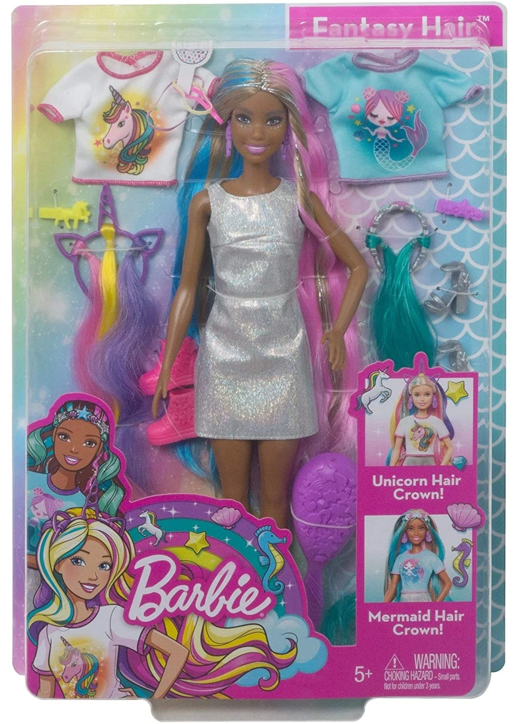 Кукла Barbie Fantasy Hair Doll, Brunette Барби Фантазийные образы Русалка и Единорог (GHN05) Mattel (255665412)