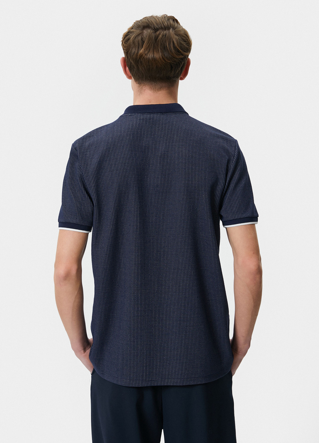 Темно-синяя футболка-поло для мужчин KOTON с геометрическим узором