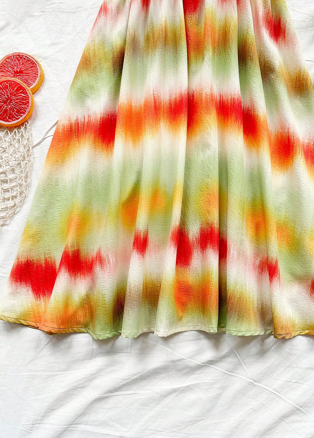 Комбинированное кэжуал платье клеш, а-силуэт, с открытой спиной SHEIN тай-дай