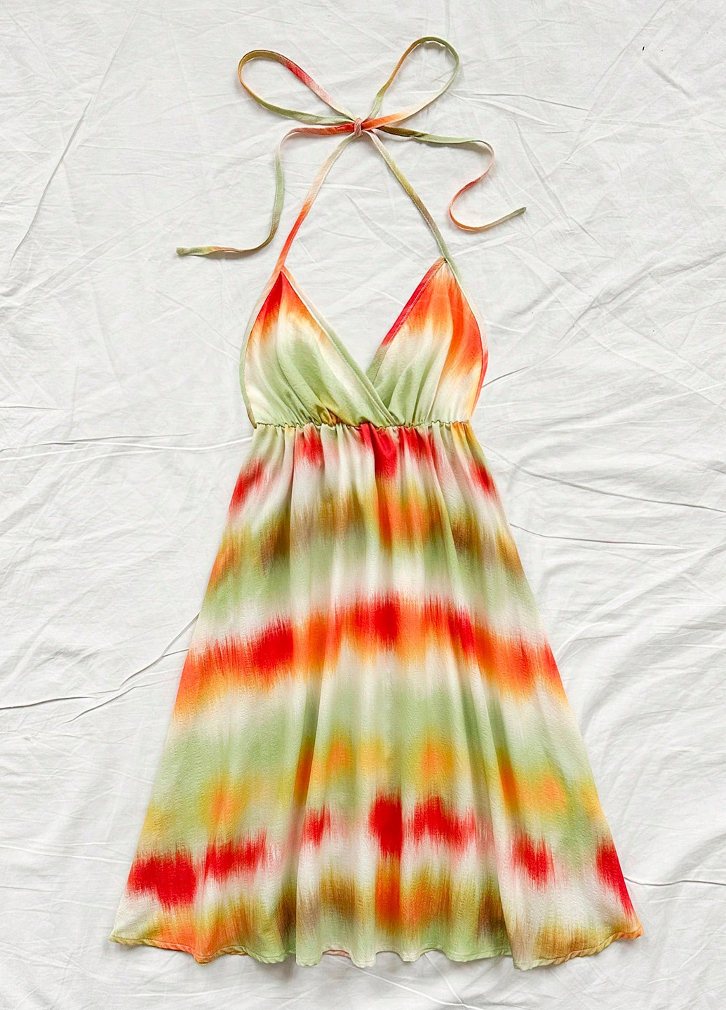 Комбинированное кэжуал платье клеш, а-силуэт, с открытой спиной SHEIN тай-дай