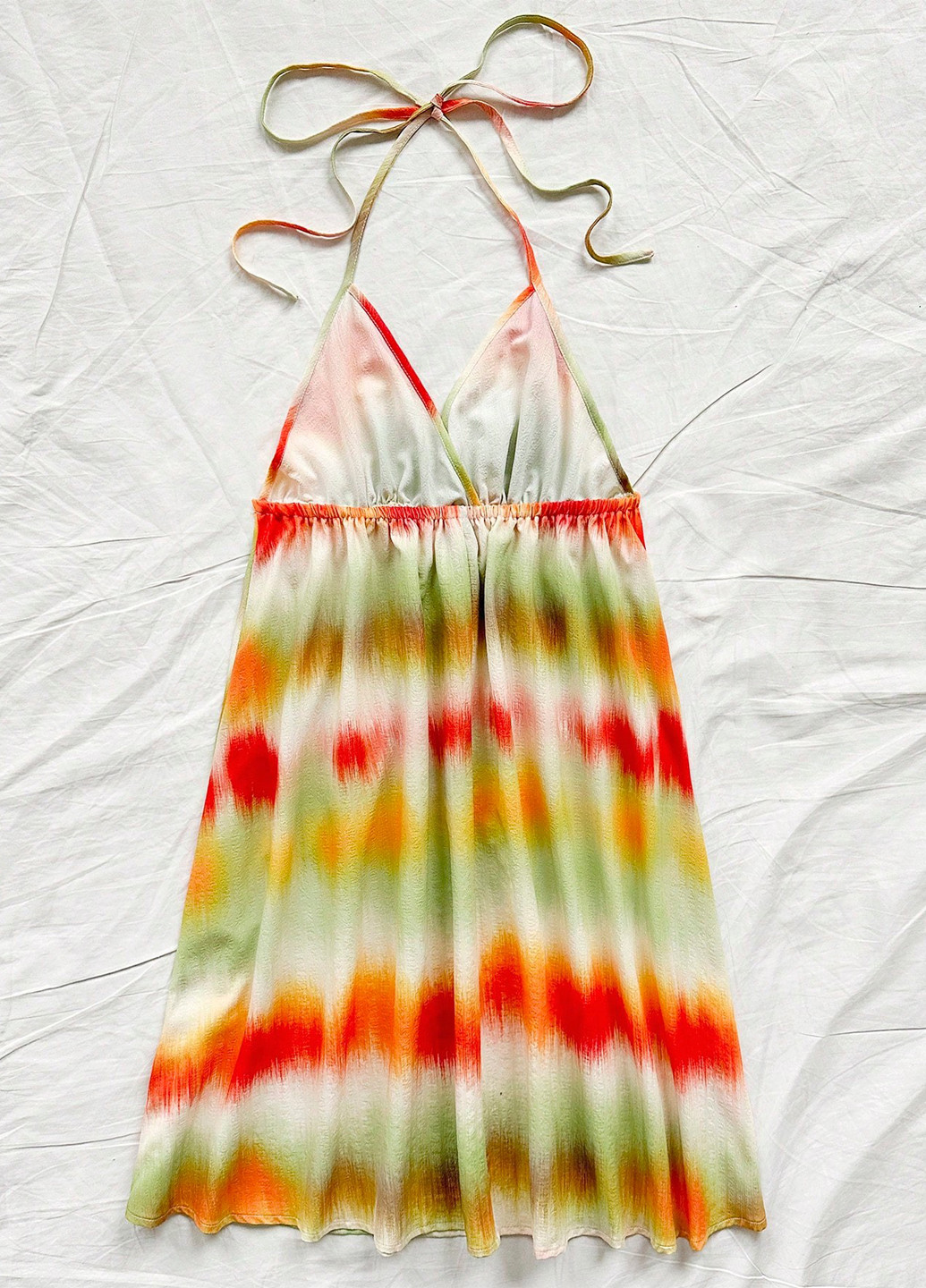 Комбинированное кэжуал платье клеш, а-силуэт, с открытой спиной SHEIN тай-дай