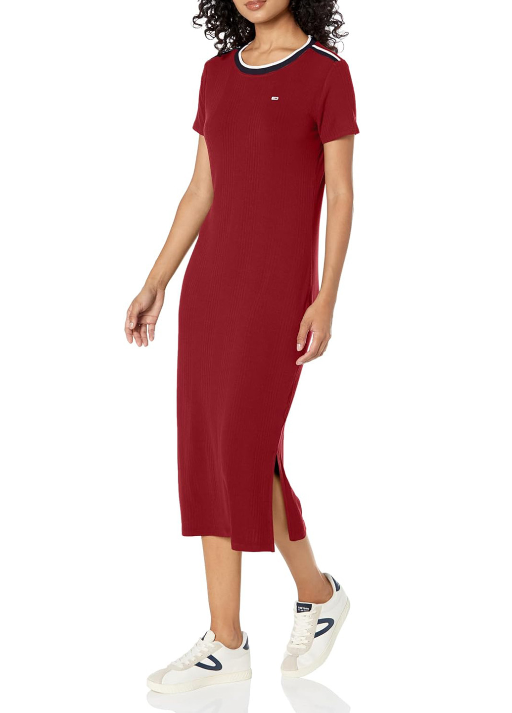 Бордовое кэжуал платье платье-футболка Tommy Hilfiger однотонное