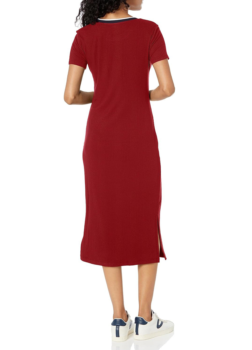 Бордовое кэжуал платье платье-футболка Tommy Hilfiger однотонное