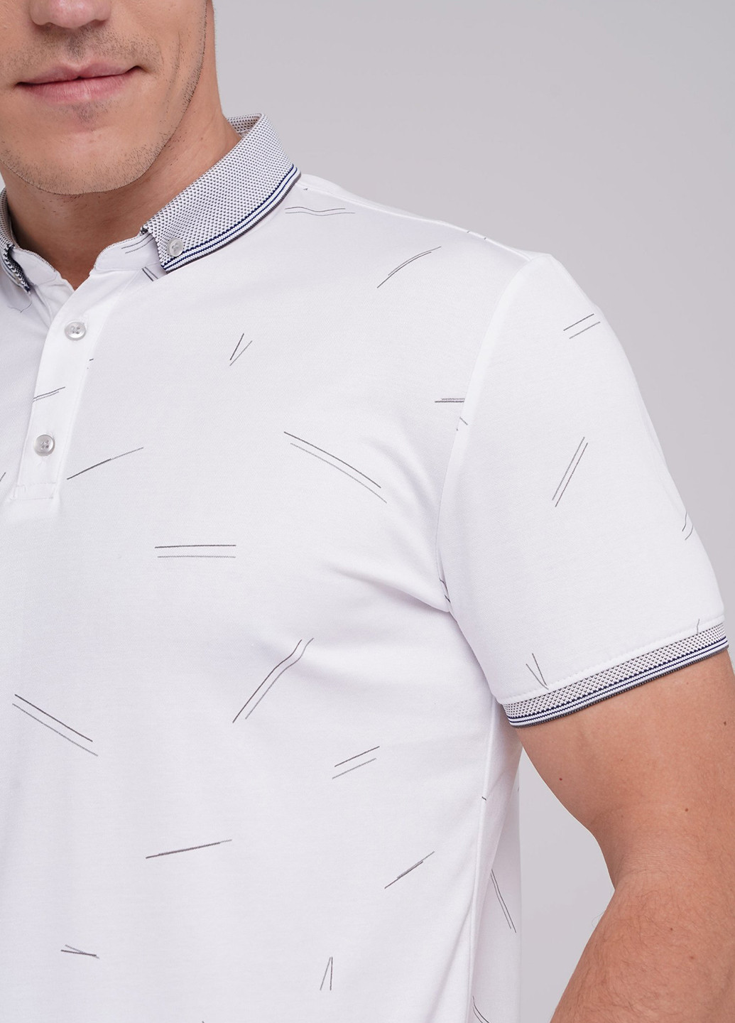 Белая футболка-поло для мужчин Trend Collection с абстрактным узором
