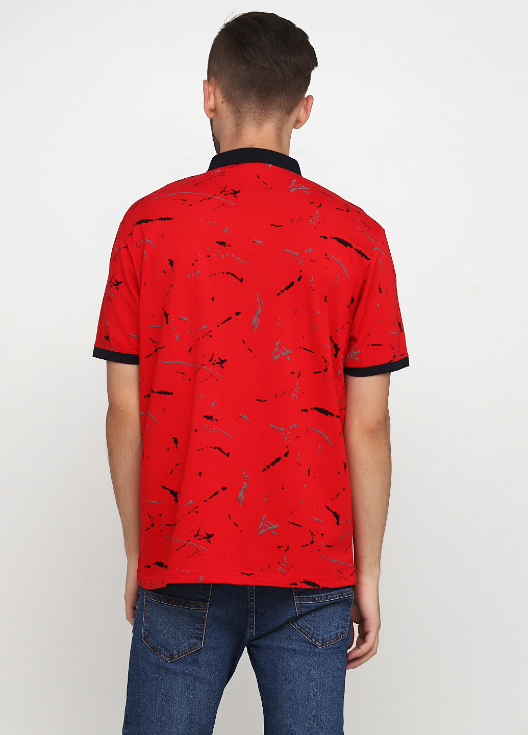 Красная футболка-поло для мужчин Madu с абстрактным узором