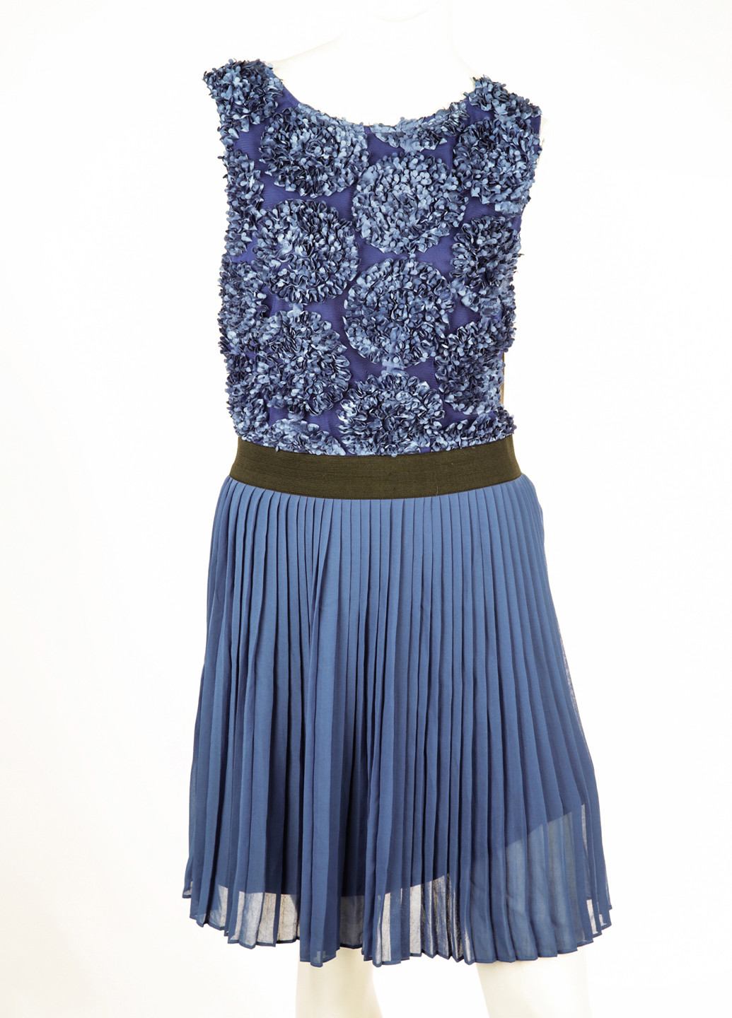 Синее кэжуал платье плиссированное Ichi однотонное