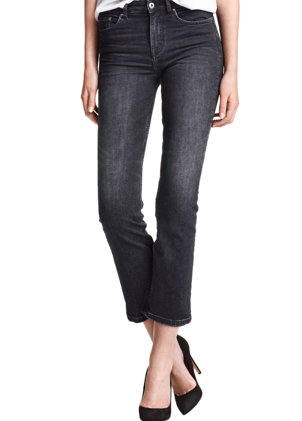 Джинси H&M кльош однотонні темно-сірі джинсові поліестер