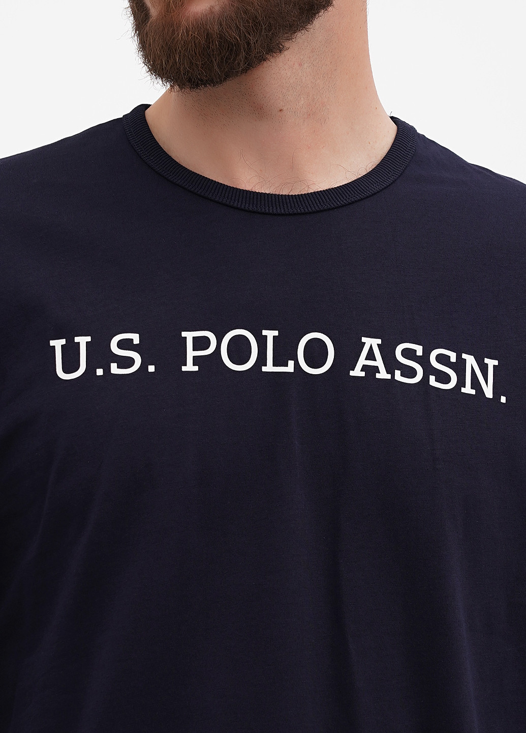Лонгслів U.S. Polo Assn. логотип темно-синій кежуали бавовна, трикотаж