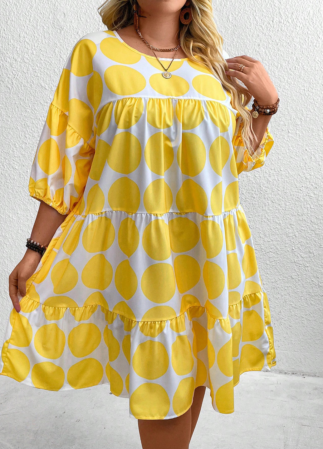 Жовтий кежуал сукня а-силует SHEIN в горошок