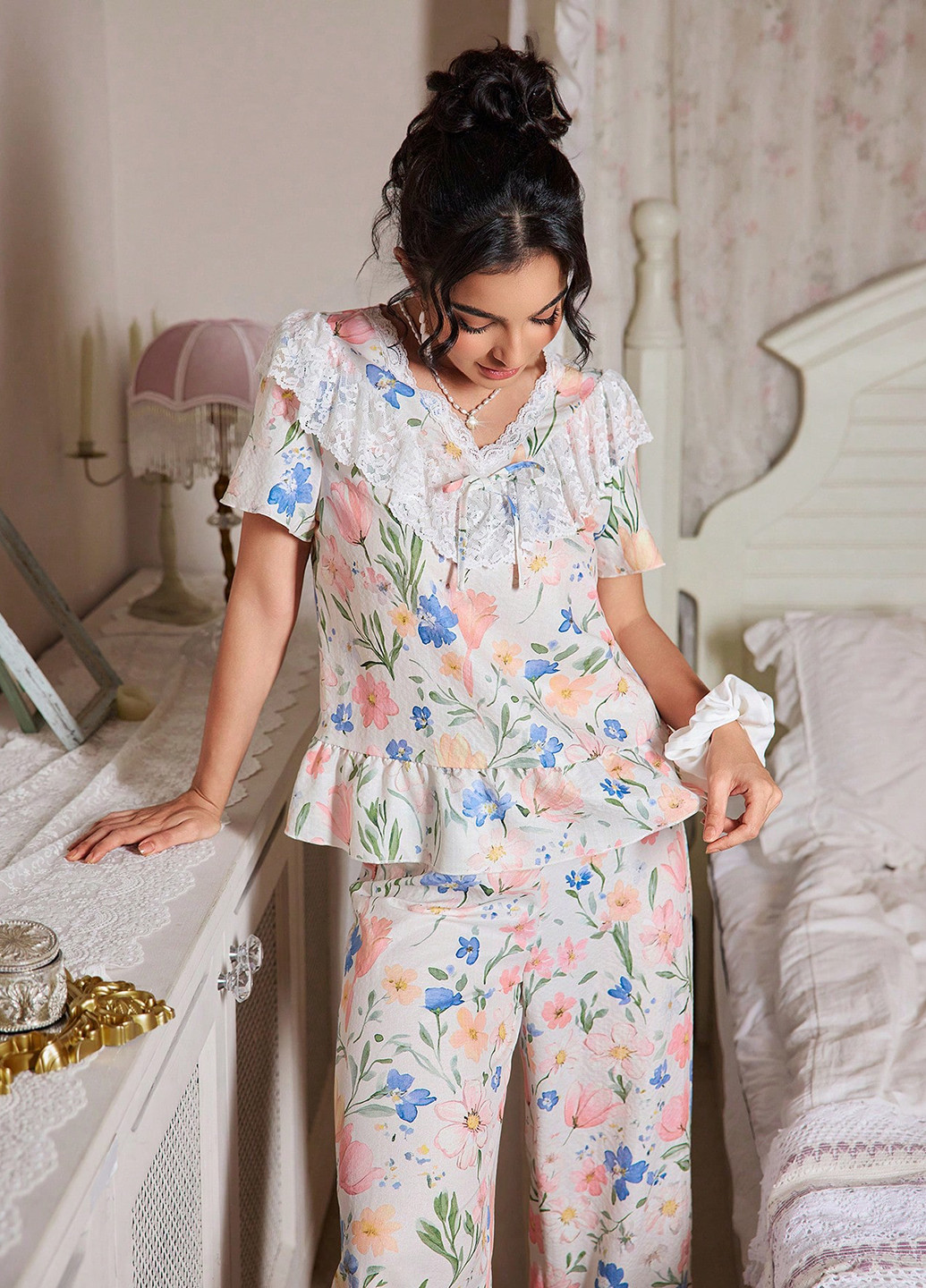 Комбінована всесезон піжама (блуза, штани) сорочка + брюки SHEIN