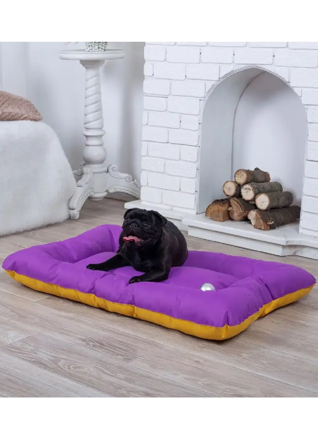 Лежак лежанка для котов и собак спальное место 90х60х10 см (13578-Нов) Фиолетовый с желтым Francesco Marconi (250612429)