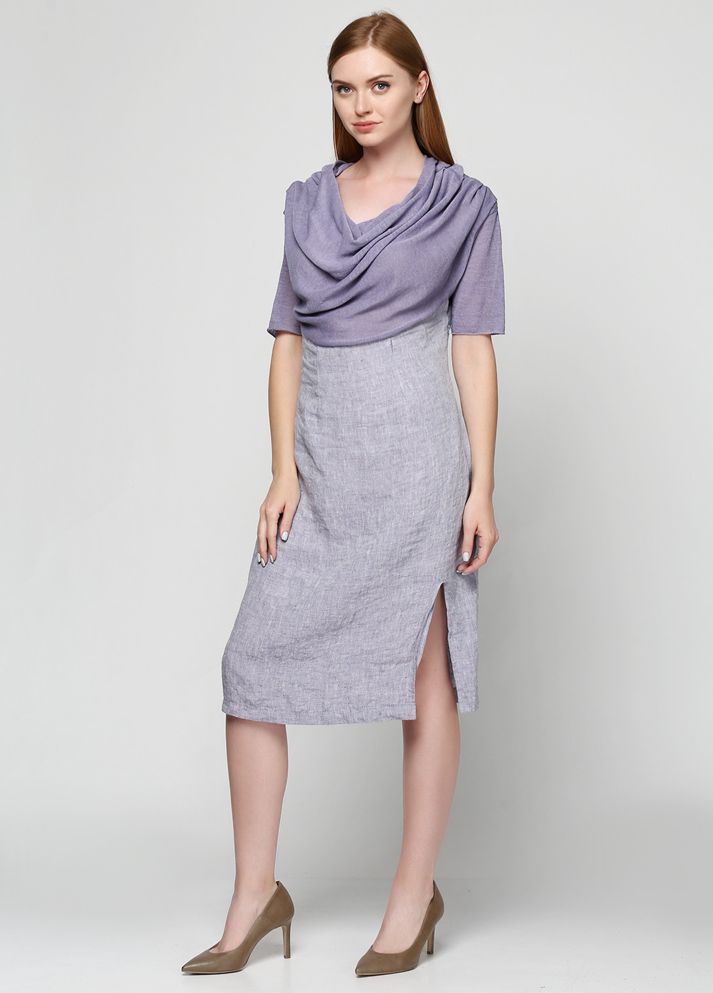 Лавандовое кэжуал платье Oblique однотонное