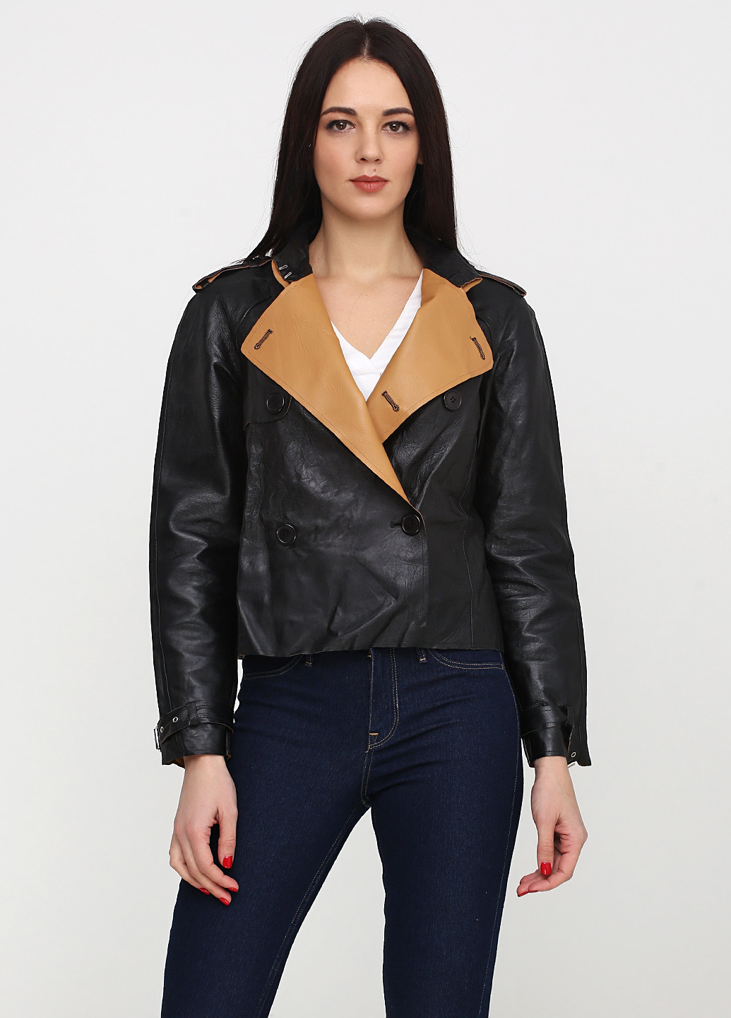 Черная демисезонная куртка кожаная Ralph Lauren