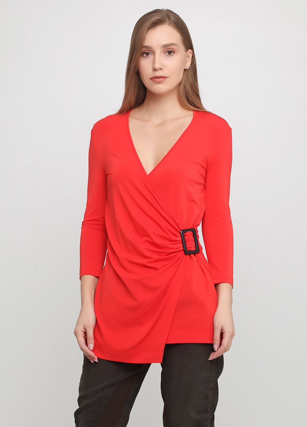 Красная демисезонная блуза на запах Luisa Spagnoli