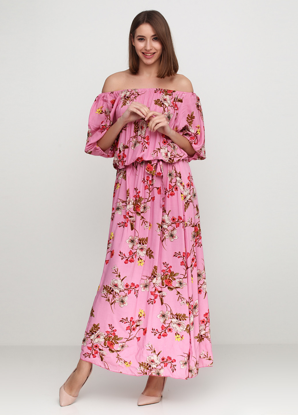 Розовое кэжуал платье Bon Voyage с цветочным принтом