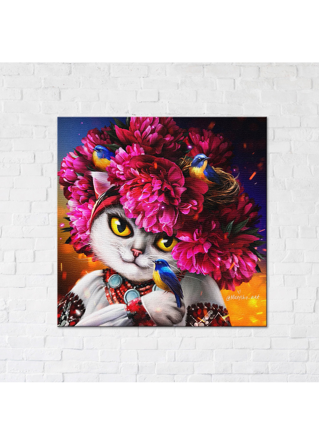 Картина-постер квітуча кішка ©Маріанна Пащук 40х40 см Brushme (254643198)