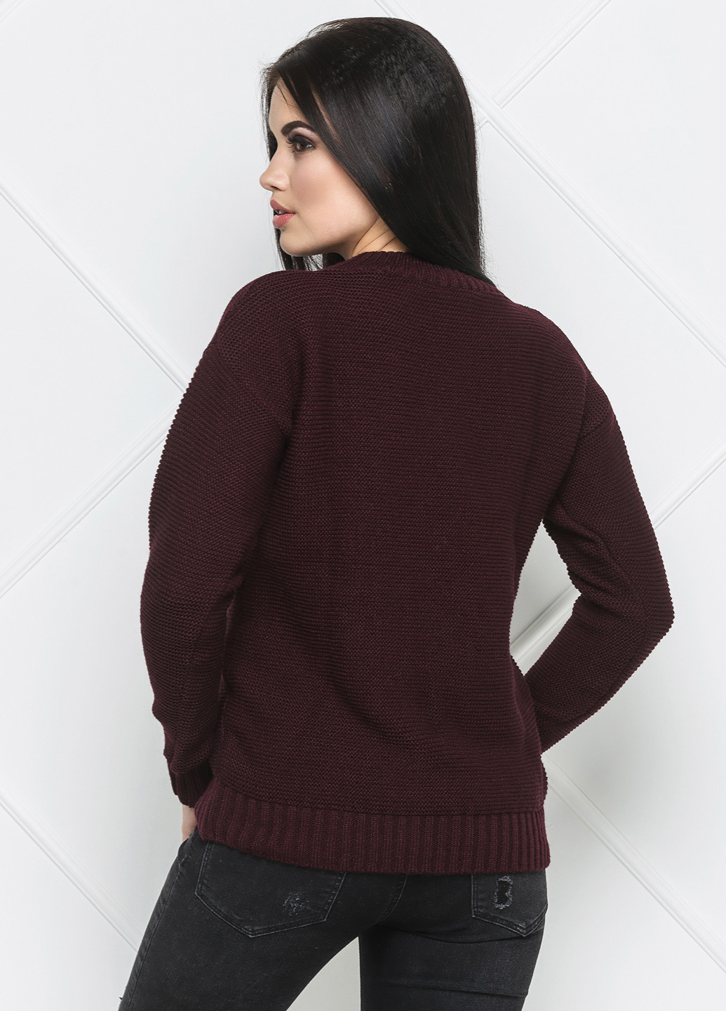 Бордовый демисезонный свитер пуловер Larionoff