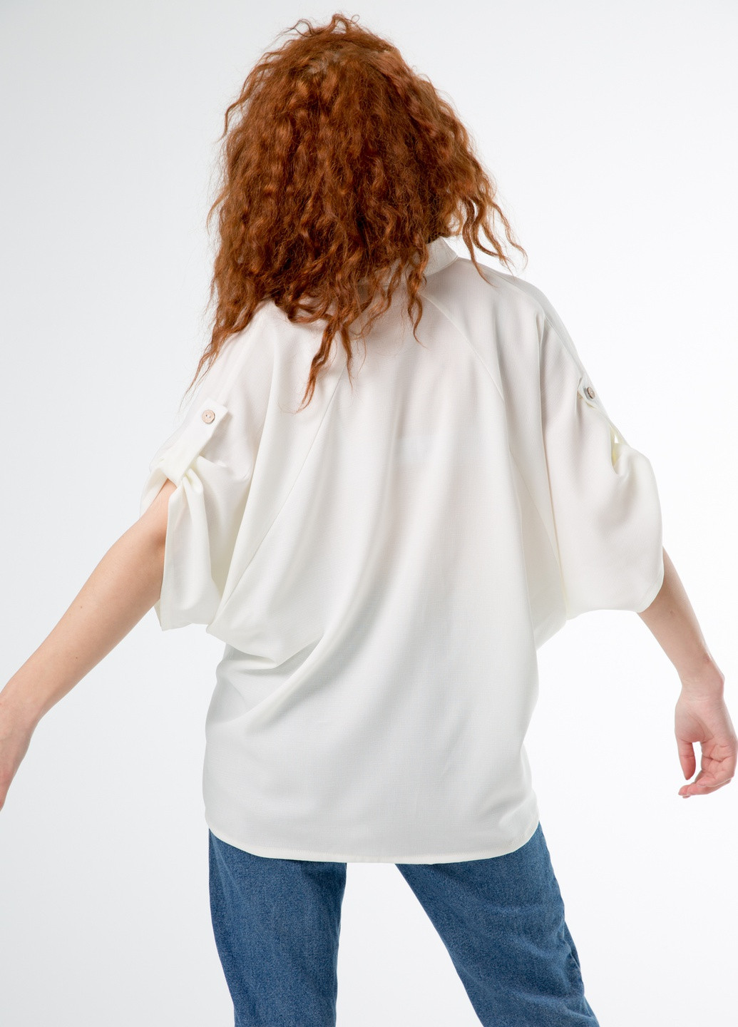 Молочная летняя дизайнерская блуза оверсайз силуэта INNOE Блуза