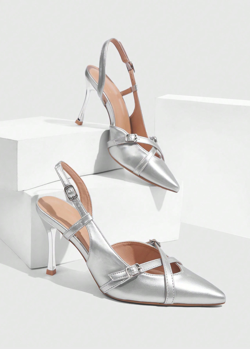 SHEIN Туфлі слінгбекі срібний з штучна шкіра, китай — демісезон (347152697)
