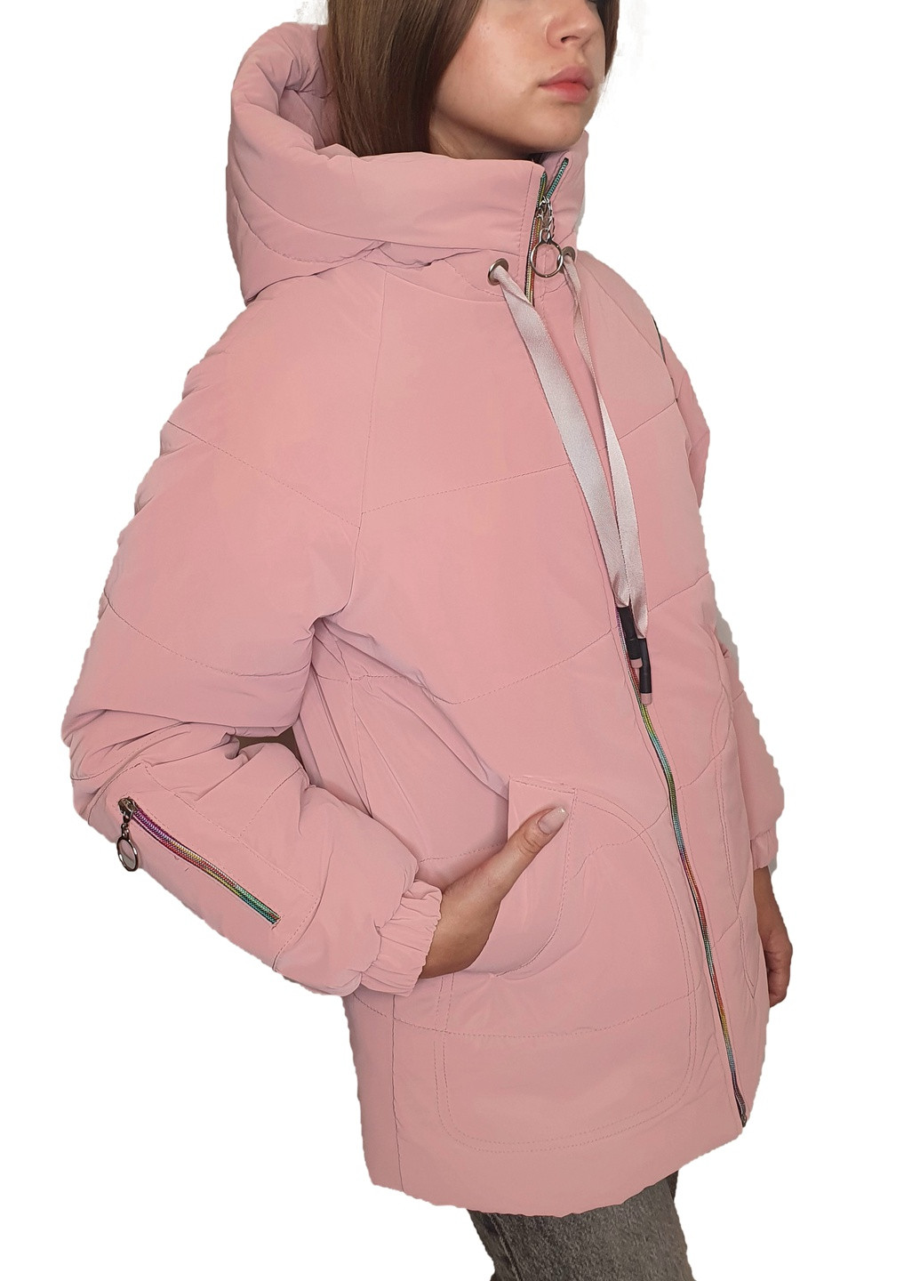 Пудровая демисезонная куртка No Brand Змейка Ж