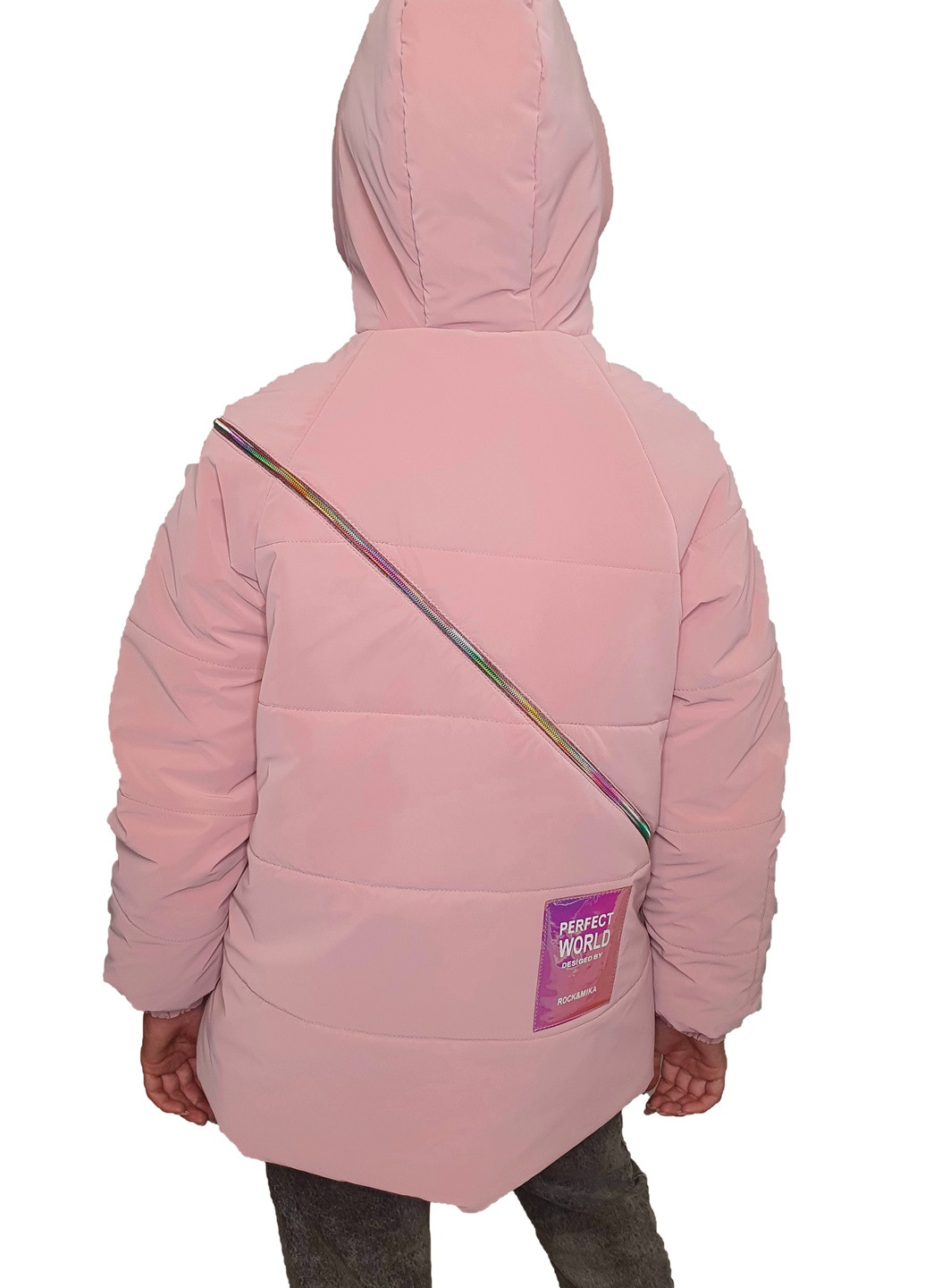 Пудровая демисезонная куртка No Brand Змейка Ж