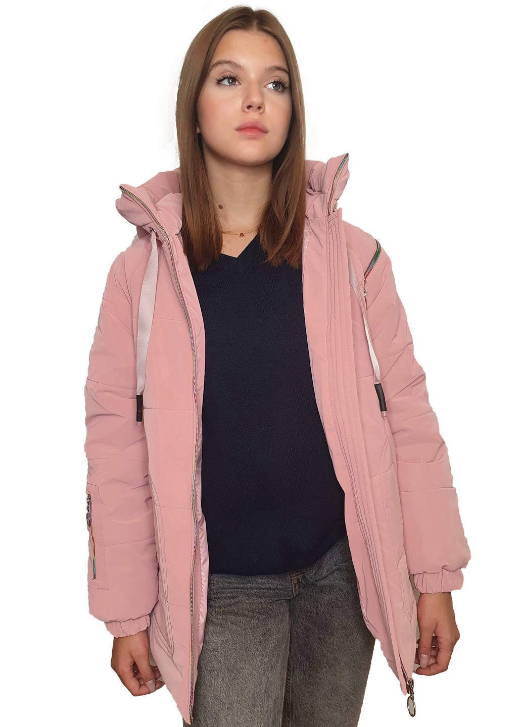 Пудровая демисезонная куртка No Brand Змейка Ж