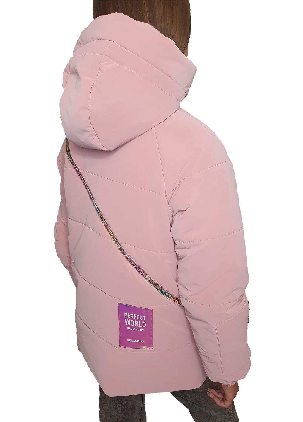 Пудровая демисезонная куртка No Brand Змейка Ж