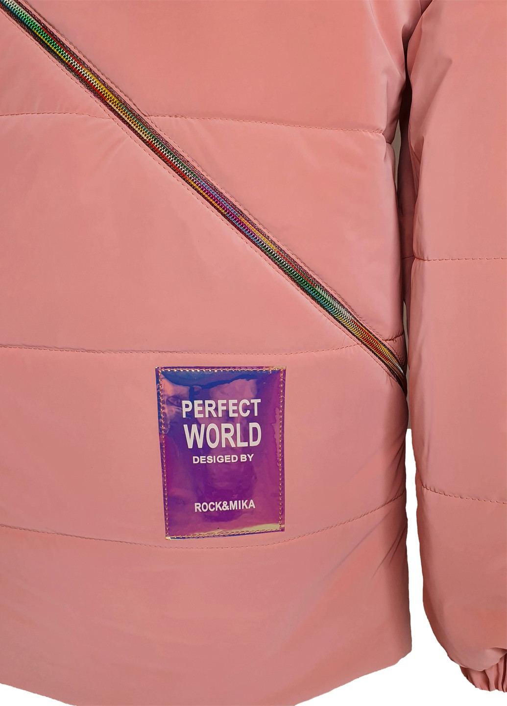 Пудровая демисезонная куртка No Brand Змейка Ж