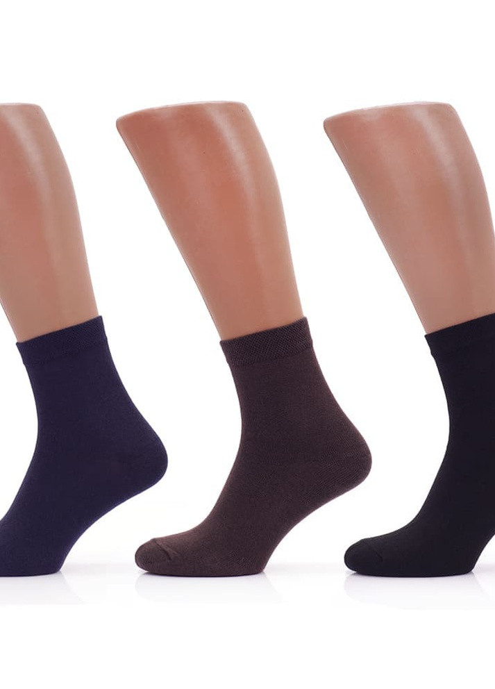 Шкарпетки бавовняні Преміум 6 пар, Чорний/Коричневий/Синій,класичні, 39-42 Rovix класична довжина (253189047)