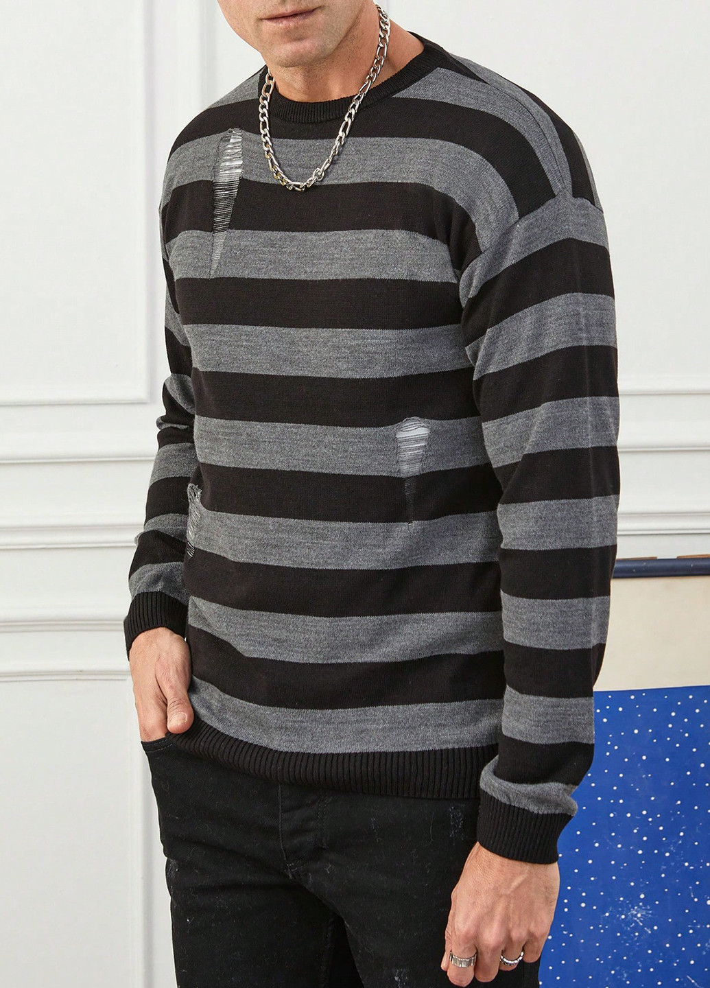 Комбинированный демисезонный свитер джемпер SHEIN