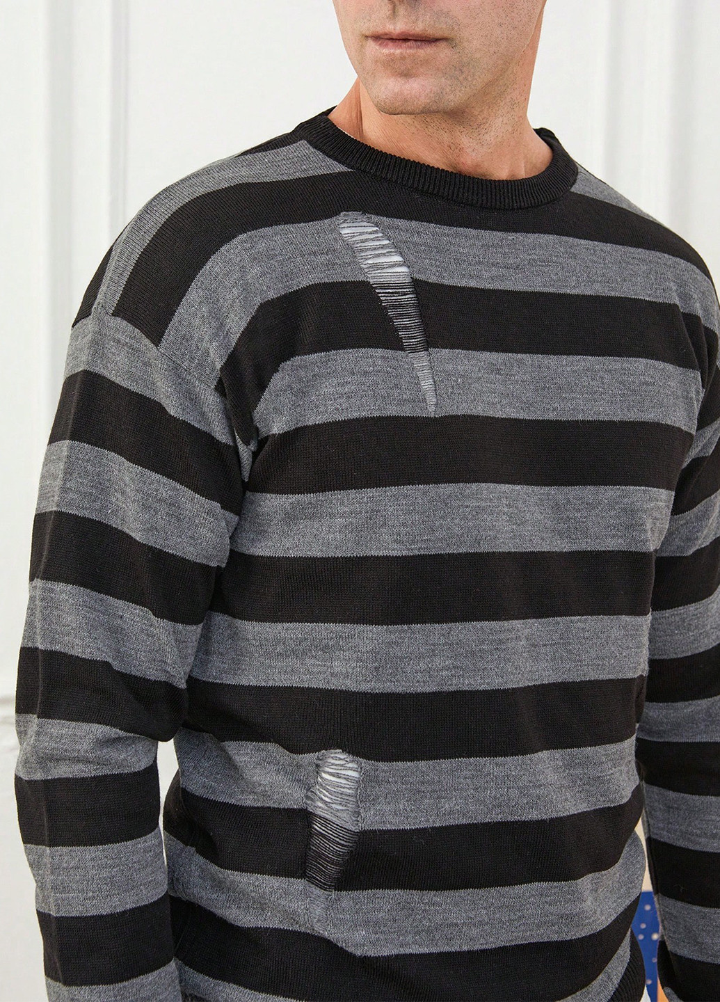 Комбинированный демисезонный свитер джемпер SHEIN